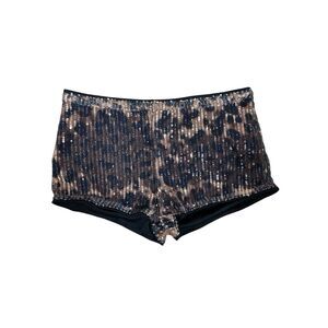 Shenhe Leopard Sequin Shorts Women Small Animal Print Party Festival Y2K